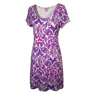 Lilly‎ Pulitzer Tammy Dress Sz Small Flamingo Print Cuff Sleeve Scoop Neck Pink